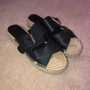 black platform sandals